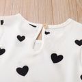 2pcs Kid Girl Heart Print Ruffled Sleeveless Tee and Irregular Capri Pants Set OffWhite