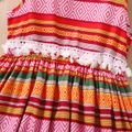 Kid Girl Exotic Boho Stripe Tassel Design Sleeveless Dress Red