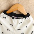 2pcs Baby Girl Floral Print Puff-sleeve Bowknot Top and Shorts Set White