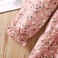 Toddler Girl Elegant Floral Print Ruffle Collar Long-sleeve Dress Pink image 5