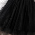 Toddler Girl Elegant Textured Mesh Splice Long-sleeve Dress Black image 5