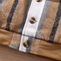 Kid Boy Plaid Button Design Hooded Jacket Khaki image 4