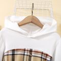 Kid Girl Faux-two Plaid Splice Belted Hooded Dress White image 3