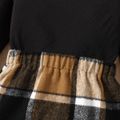 2pcs Kid Girl Turtleneck Long-sleeve Black Tee and Plaid Skirt Set Black image 3