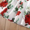 2pcs Kid Girl Textured Long-sleeve Tee and 3D Bowknot Design Floral Print Skirt Set Red image 3