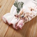 2pcs Kid Girl Floral Print Ruffle Collar Long-sleeve Tee and Belted Pants Set Pink image 5
