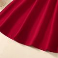 Kid Girl 3D Floral Design Mesh Sleeve Belted Dress Red image 4