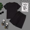 2pcs Kid Boy Game Console Print Short-sleeve Tee and Elasticized Shorts Set Black image 3