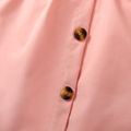 2pcs Kid Girl Flutter-sleeve Ribbed Tee and Button Design Belted Skirt Set Pink image 4