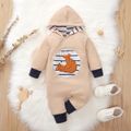 100% Cotton Baby Boy/Girl Striped Design Apricot Long-sleeve Hooded Jumpsuit Apricot