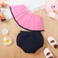 100% Cotton 2pcs Baby Girl Solid Poncho Top and Shorts Set Pink