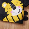 3pcs Baby Boy Cartoon Tiger Print Short-sleeve T-shirt and Shorts with Hat Set Black