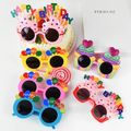 Sunflower Plastic Glasses Home Decor Happy Birthday To Children Creative Party Photo Adult Decoration Funny Rose Gold