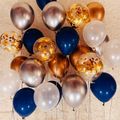 Balões de látex com balão de lantejoulas céu estrelado com 25 unidades, conjunto de balões de festa em cromo metálico para decorações de chá de bebê de aniversário de casamento Dourado
