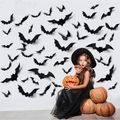 24-pack DIY Halloween Party Supplies 3D Decorative Bats Wall Sticker, Halloween Eve Decor Home Window Decoration Black