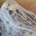 Halloween Stretch Spider Webs Scary Party Scene Horror House Props with 30 Fake Spiders for Halloween Decorations White