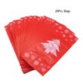 20-pack Christmas Frosted Gift Bag Christmas Tree Snowflake Packaging Candy Bag (Without sealing sticker) Red
