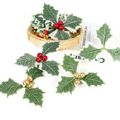 5-pack Christmas Simulation Small Red Fruit Green Leaves Christmas tree garland accessories Branch Gift Box Decoration Christmas Decoration Red