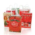 4-pack Christmas Kraft Paper Bag Santa Claus Gift Packaging Handle Bag Multi-color