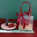2-pack Transparent Gift Bags with Handles Frosted Gift Bag Packaging Candy Bag Red