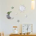 6-pack Mirror Sticker Moon Stars Sun Removable Mirror Surface Wall Sticker DIY Home Art Decor for Bedroom Living Room Background Color-A