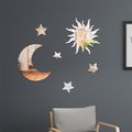 6-pack Mirror Sticker Moon Stars Sun Removable Mirror Surface Wall Sticker DIY Home Art Decor for Bedroom Living Room Background Color-A