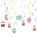 8-pack Easter Hanging Swirl Spiral Pendant Decor Easter Egg Bunny Rabbit Hanging Ceiling Decorations for Home Classroom Easter Party Supplies Color-A image 2