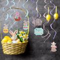 8-pack Easter Hanging Swirl Spiral Pendant Decor Easter Egg Bunny Rabbit Hanging Ceiling Decorations for Home Classroom Easter Party Supplies Color-A image 5
