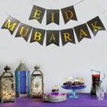 Eid Mubarak Banner Paper Banner Bunting Eid Mubarak Outdoor Indoor Home Party Hanging Decor Black