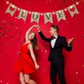 Love and Red Heart Burlap Banner with Warm White Copper Wire Lights Wedding Proposal Engagement Valentine's Day Party Decor Supplies Color-A image 1
