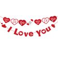 2-pack I Love You Banner and Heart Letters "Kiss Me & I Do & Love" for Wedding Proposal Valentine's Day Wedding Engagement Home Indoor Party Decor Ornament Red image 1