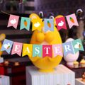 Colorful Easter Banner Easter Bunny Carrot Hanging Bunting Garland Banner Easter Party Decor Supplies Color-A