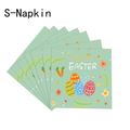 Easter Decoration Happy Easter Eggs Bunny Rabbit Banner and Disposable Tableware Napkin Set Easter Home Party Decor Supplies Color-A