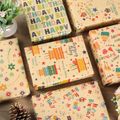 2-pack Happy Birthday Wrapping Paper Thick Kraft Brown Gift Wrapping Paper Flower Snack Wrapping Paper Beige