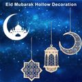 Wooden Pendant Ornament Hanging Plaque Sign for Islam Ramadan Kareem Eid Mubarak Hollow Decoration Color-A