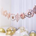 Bunting Party Supplies Mirror Hollow Out Flowers Leaves Banners Paper Flags Hanging Party Decoration Rose Gold