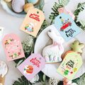 48-pack Happy Easter Gift Tags Sign Easter Eggs Rabbit Paper Tags Cards with Hole and Rope Easter Party Decor Color-A