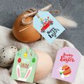 48-pack Happy Easter Gift Tags Sign Easter Eggs Rabbit Paper Tags Cards with Hole and Rope Easter Party Decor Color-A