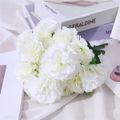 Pacote de 6 cravos artificiais flores artificiais buquê decoração de mesa para casa presente de dia das mães Branco