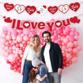 2-pack I Love You Banner and Heart Letters "Kiss Me & I Do & Love" for Wedding Proposal Valentine's Day Wedding Engagement Home Indoor Party Decor Ornament Red