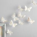 4-pack Handmade Butterfly Wall Decoration Feather 3D Wall Decals for Girls Room Bedroom Home Backdrop Decor Stickers White image 1