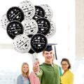 10-pack Graduation Balloons Party Decoration Black White Latex Letter Balloons for Graduation Theme Party Decorations Supplies White