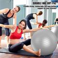 Yoga Ball Exercise Ball Anti-Burst and Slip Resistant Heavy Duty Fitness Ball with Air Pump & Air Plug for Physical Therapy Elderly Rehabilitation Pregnancy Healthy Shaping Silver