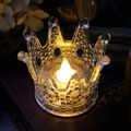 LED Electronic Candle Crown Shape Electronic Flameless Candle for Dining Table Romantic Candle Holder Desktop Home Decor Color-A