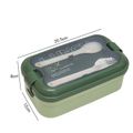 Bento Lunch Box with Spoon & Fork Reusable Plastic Divided Food Storage Container Boxes Meal Prep Containers for Kids & Adults Green image 1