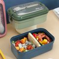Fiambrera bento con cuchara y tenedor, contenedor de almacenamiento de alimentos dividido de plástico reutilizable, contenedores de preparación de comida para niños y adultos Verde image 4