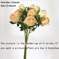 1-pack Vintage Artificial Rose Fake Rose Flowers Bouquet Silk Flowers for Home Table Office Party Decor Bouquet Pale Yellow