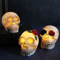 Halloween LED Skull Decoration Resin Flowers Rose Glowing Skull Light Halloween Party Decoration Ornaments Color-A