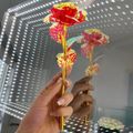 Gold Foil Rose Long Stem Simulation Rose Flower Romantic Gift for Mother's Day Valentine's Day Anniversary Red