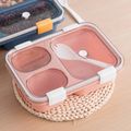 Bento Lunch Box with Spoon & Lid Reusable Plastic Divided Food Storage Container Boxes Meal Prep Containers for Kids & Adults Pink image 3